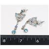 Image 1 : SILVER TONE TURQUOISE RHINESTONE BUTTERFLY DROP