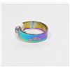 NEW OIL-SLICK TONE HEART DESIGN SIZE 11 STAINLESS