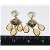 GOLD TONE IRIDESCENT YELLOW DROP EARRINGS