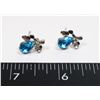 SLIVER TONE TURQUOISE TEAR DROP STUD EARRINGS