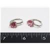 SILVER TONE PINK  RHINESTONE EARRINGS