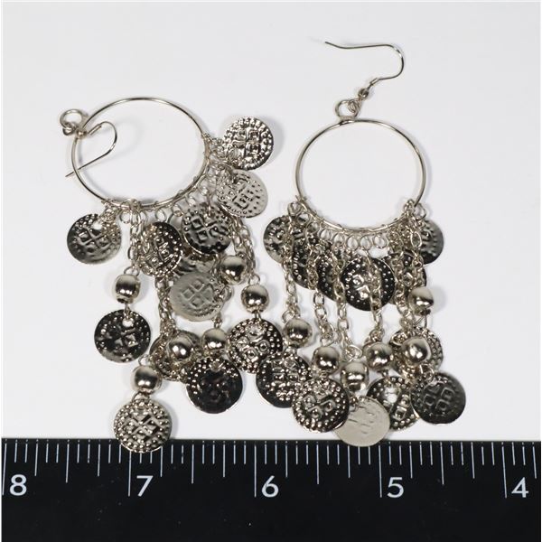 SILVER TONE BOHO STYLE DROP EARRINGS