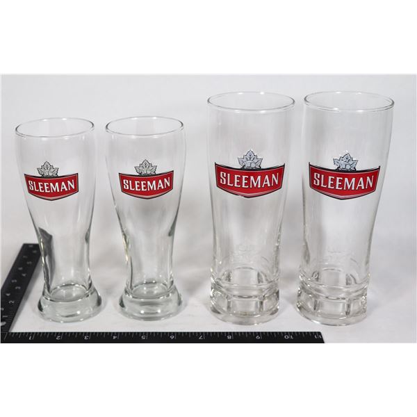 2 SLEEMAN KNOBBLY PINT GLASSES WITH 2 SLEEMAN