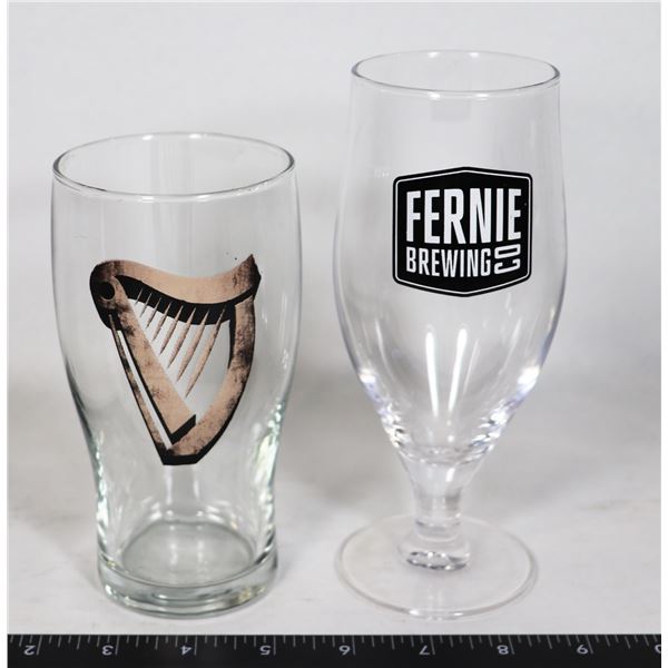 FERNIE BREWING TULIP GLASS WITH GUINNESS DARK HARP