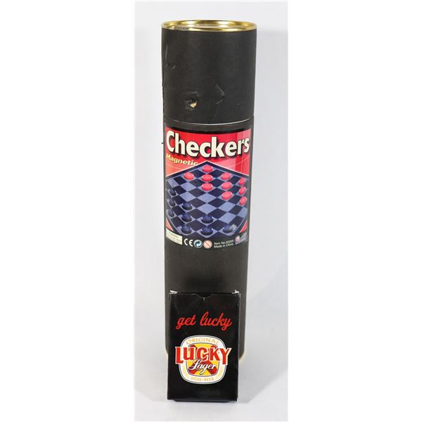 MAGNETIC CHECKERS WITH LUCKY LAGER