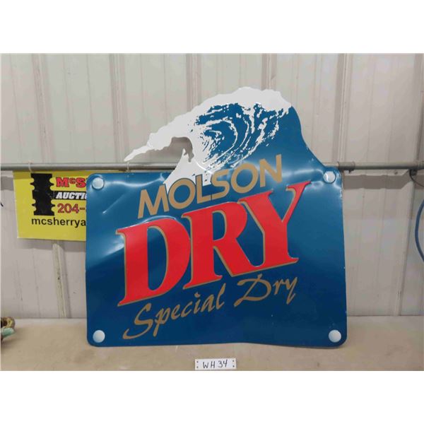 Metal Molson Dry Beer Sign 30'' x 30''