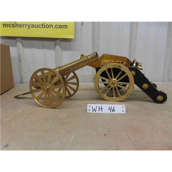14'' Brass Canon and Canon Liquor Bottle