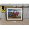 Image 1 : 20'' x 24'' Framed Needle Point Floral Picture