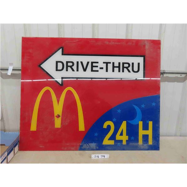 McDonalds Plastic Sign 'Drive Thru' 37'' x 30'' 