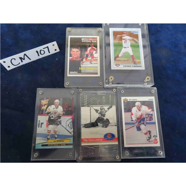 5 Assorted Sports Cards in Screw Downs 