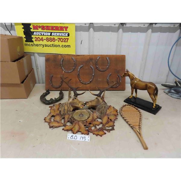 6 Vintage Horseshoes - 5 Mounted on Board , Vintage Devonware