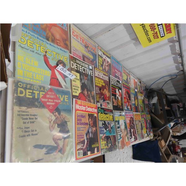Large Lot of Vintage 1960s / 70s Detective Magazines - All Bagged 
