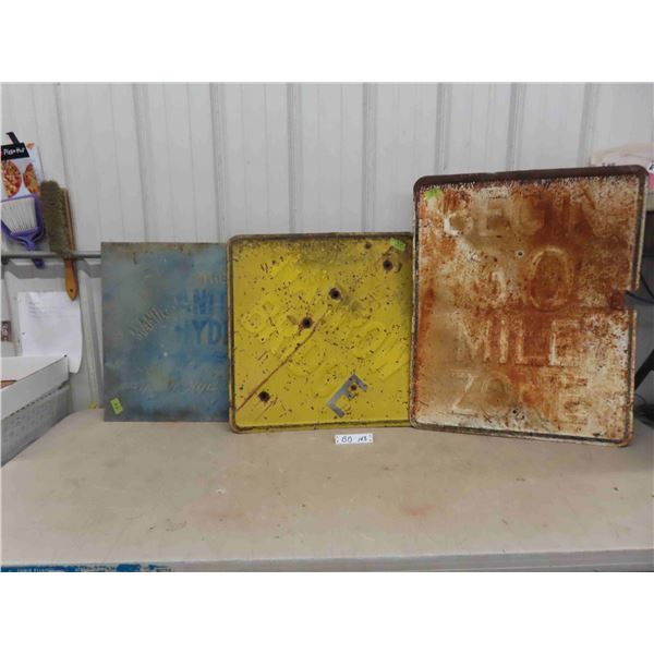 3 Heavy Metal Road Signs : Manitoba Hydro 28'' x 22'' , Narrow 