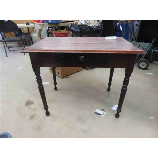 Antique Primitive Wood Table with Drawer Top Measures 36'' x 24''