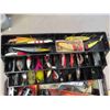 Image 7 : Fishing Tackle Box Full of Vintage Lures  - Many Are Wood , Garcia 