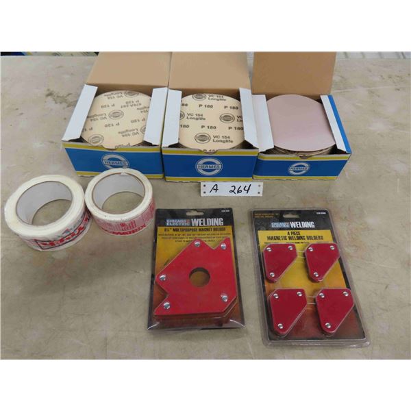 4 pc Magnetic Welding Holder, Tape, Sand Paper