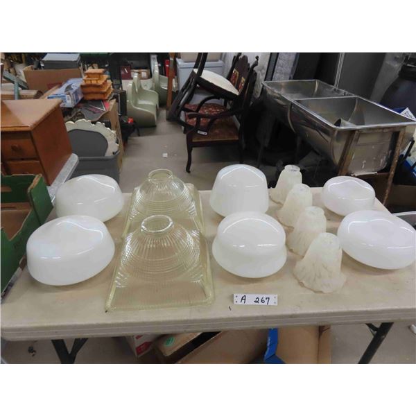 Various Glass Lamp Shades, 12 Globes