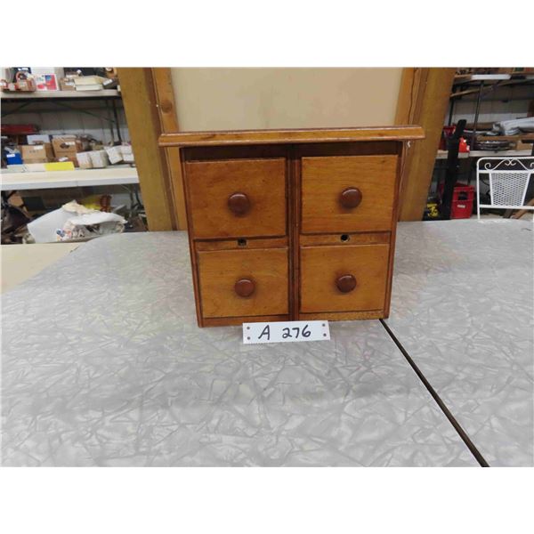 4 Drawer Index Wood Cabinet 10" x 11.5" x 14"