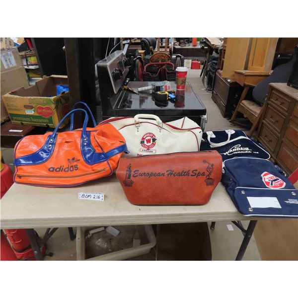 Vintage Gym Bags ; Adidas, Wrigley, Midget Hockey, European Health Spa, plus others