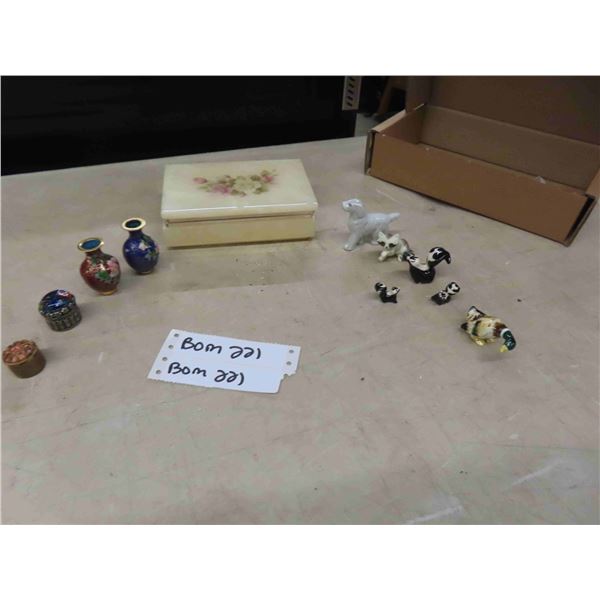 Mini China Ornaments, Mini Vases/ Urn, Alabaster Trinket Box