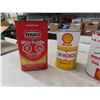 Image 3 : 4 Oil Cans ; Shell X-100 Quart with Product, Shell Aeroshell Quart with Product, 