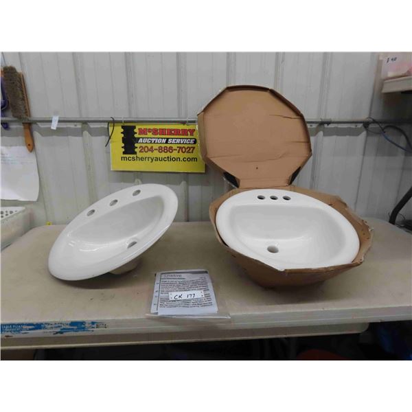 2 New Porcelain Bathroom Sinks