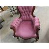 Image 6 : Victorian Pink Chair - Button Back with Carving - some fabric damage