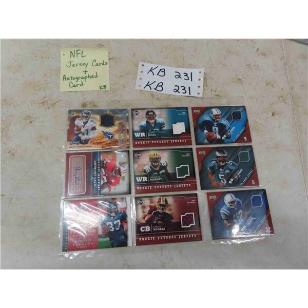 (9) NFL Jersey Cards & Autographed Card