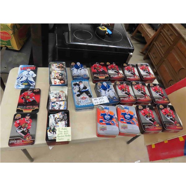 17 Hockey Tins with 200 Random Cards in Each