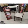 Image 1 : Modern Folding Open Shelf 12" X 14" x 37" & Antique Dining Room Chair with Arms