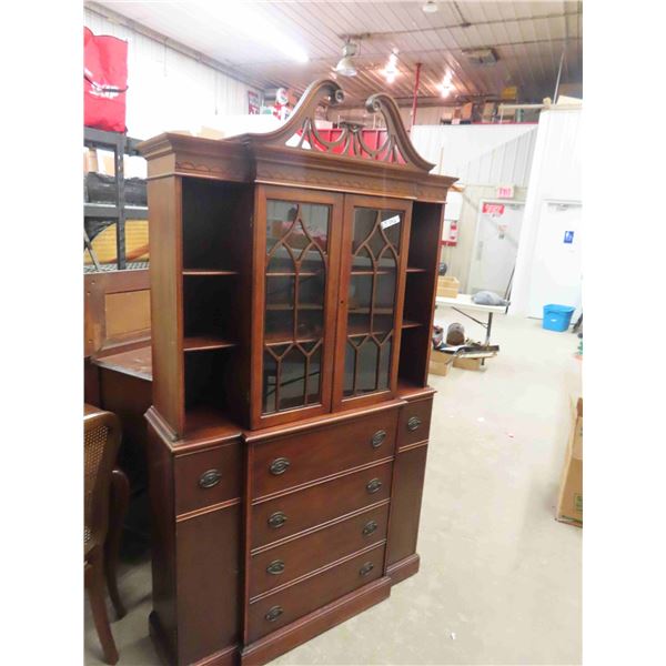 Mahogany Drop Front Writing Desk, Bookcase Combo 12" x 46" x 84"