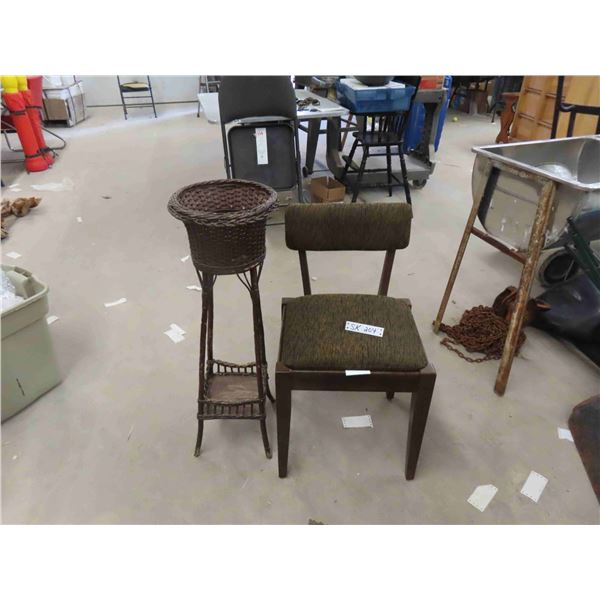 Wicker Style Plant Stand + Chair