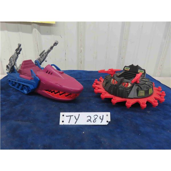 Vintage 1980s Master of the Universe Evil Vehicle Bundle Including Land Shark & Roton
