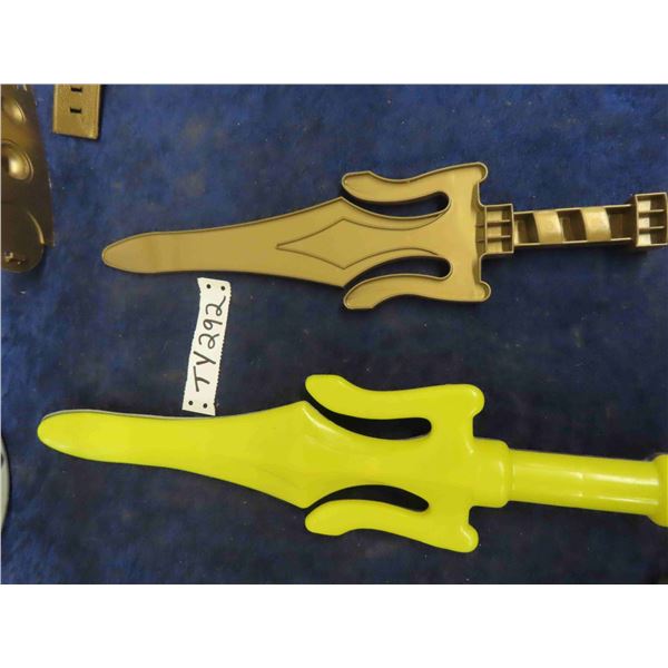 Vintage 1980s Masters of the Universe He-Man + Skeletor Kids Size Weapon Sets