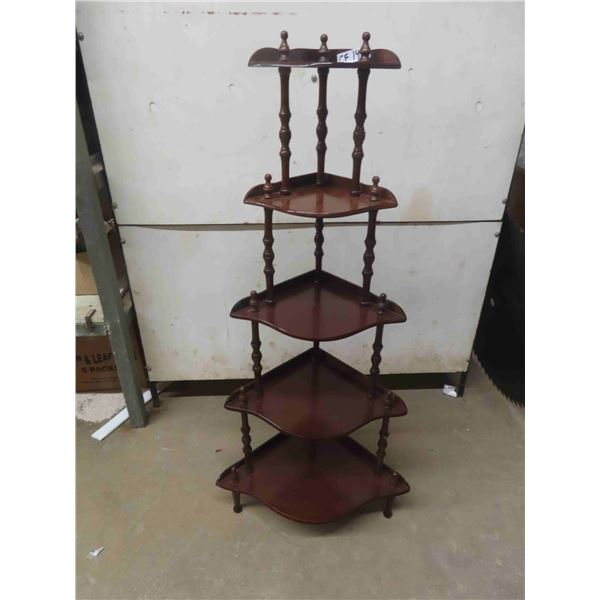 Walnut Corner 'What Not Shelf' 5 Tier - 48" Tall 16" x 16" to 8"x 8" 