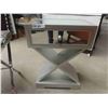 Image 2 : 2 Stands / Night Tables - Modern Chrome + Mirror ; 13" x 20.5" x 29" & 18" x 24" x 28"