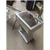 Image 3 : 2 Stands / Night Tables - Modern Chrome + Mirror ; 13" x 20.5" x 29" & 18" x 24" x 28"
