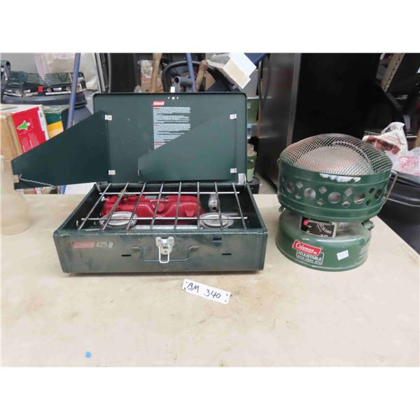 Coleman Camping Stove + Coleman Adjustable 3000-5000 BTU Heater