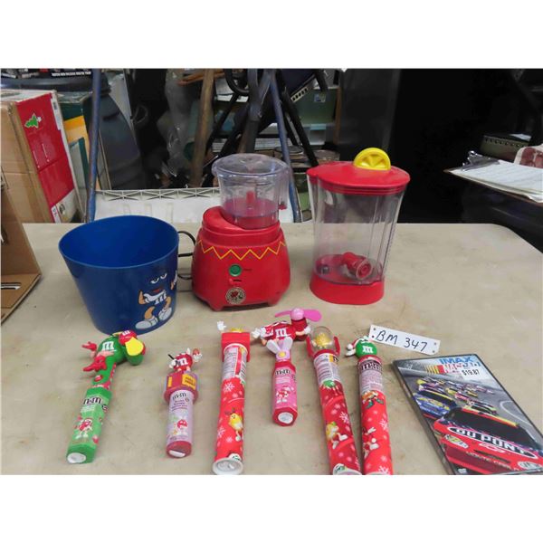The El Paso Chile Co. Blender, Small Processor, M&M Candy Dispenser, Pail