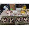 Image 1 : Rooster Wall Hanging + 2 Place Mats, Little Wizard Oil Lantern - NO Glass& China