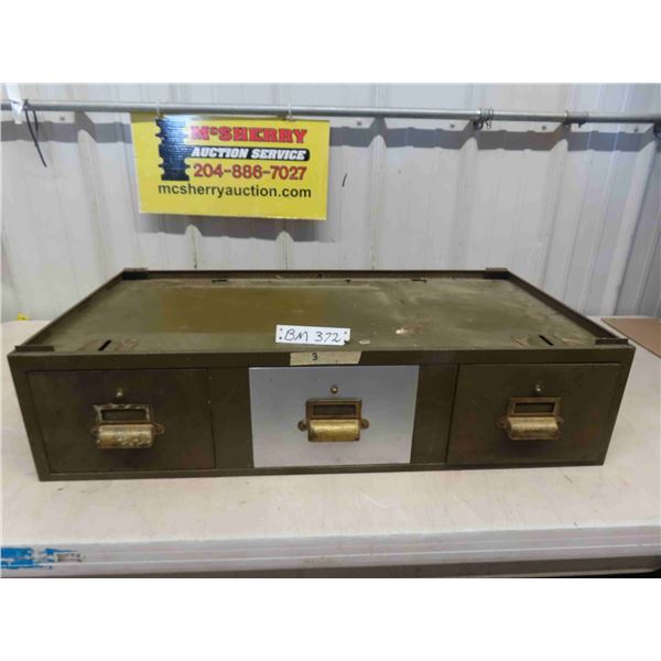 3 Drawer Metal Index Cabinet 8" x 17" x 33"