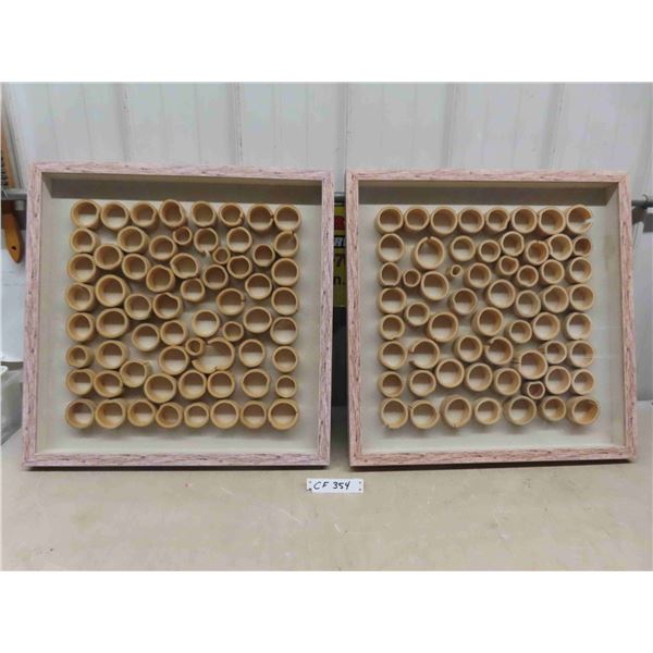 2 Framed Abstract Art - Shadow Box Style 24" x 24"