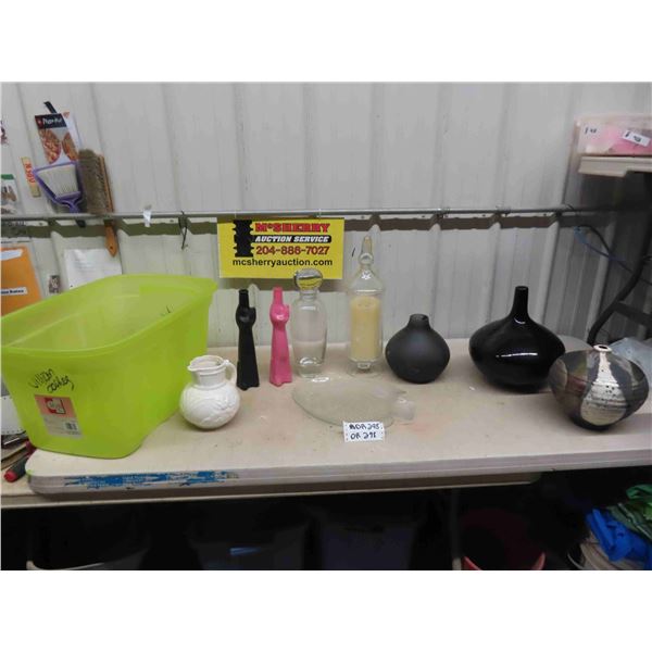 Vases, Pitchers, Cat Decanter, Fish Tray, Tote Tub