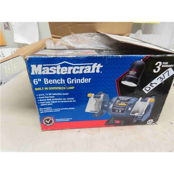 New Mastercraft 6" Bench Grinder 1/2 HP with Light, Grind Wheel