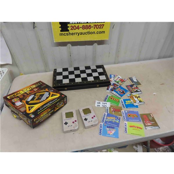 2 Nintendo Game Boy Hand Held, Instruction Game Booklets, Checker/Ches Board, 