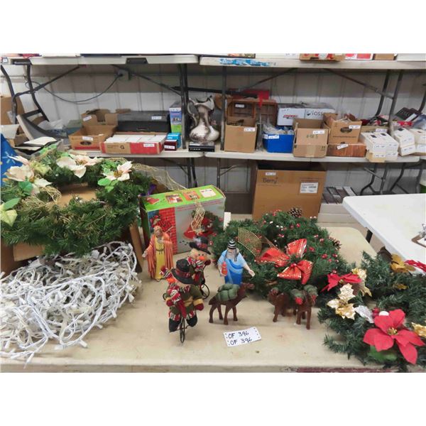 Christmas Décor ;3 Wreaths, Mini Lights, plus more