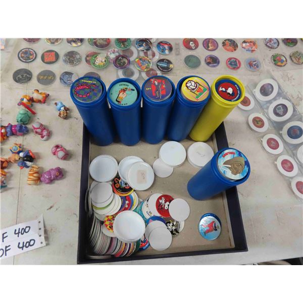 Lots of POGS, 2 Halloween Masks, plus more