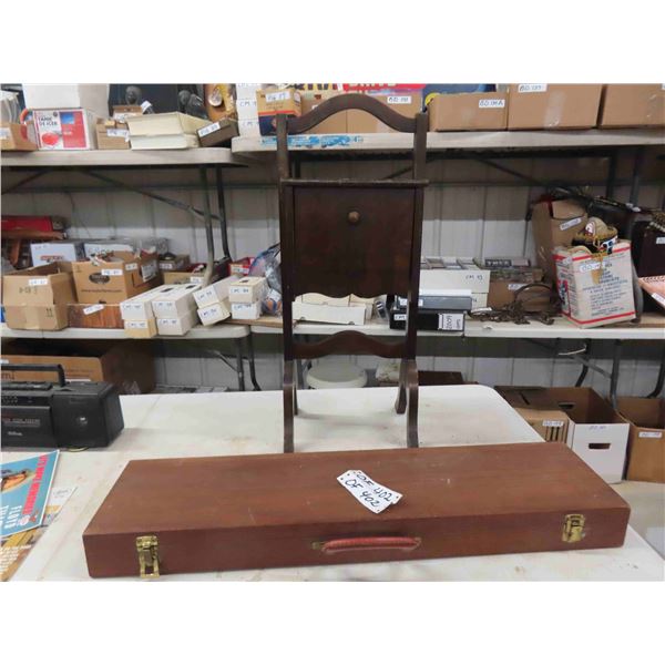 Wooden Case 3" x 8" x 31" & Wood Smoke Stand 9" x 11" x 28"