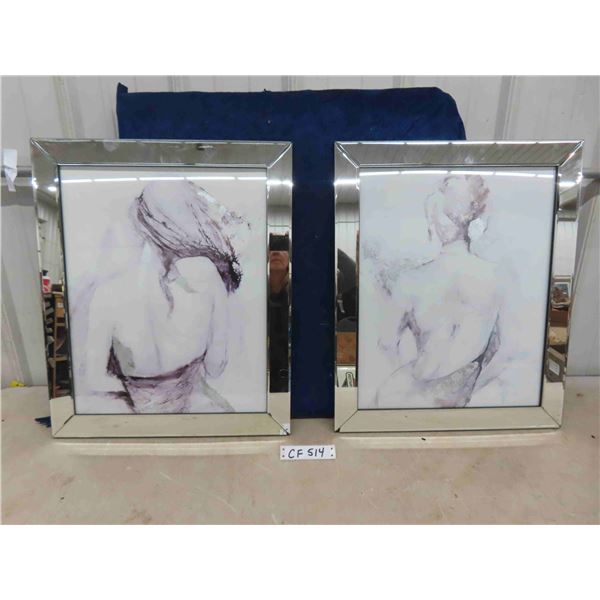 2 Mirrored Framed Prints - 19" x 23.25"