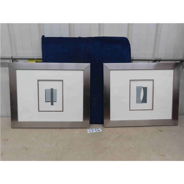 2 Framed Abstract Prints - both 19.5" x 23.5" 